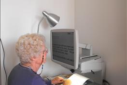 Elderly lady using a computer